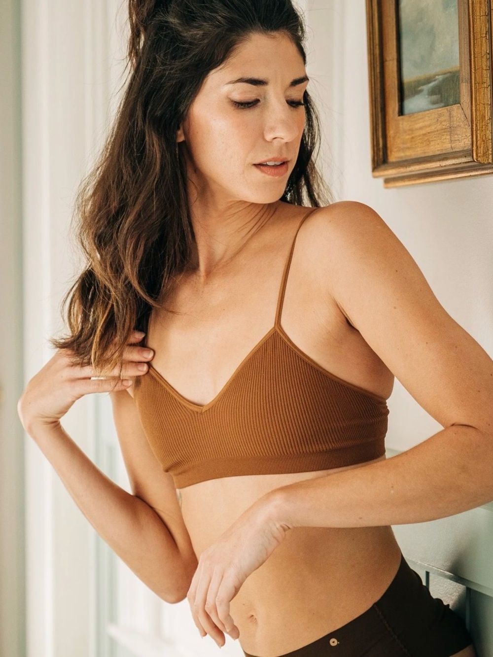 Non Disclosure Apparel Elli Nipple Concealing Bralette Praline Brown NWT L